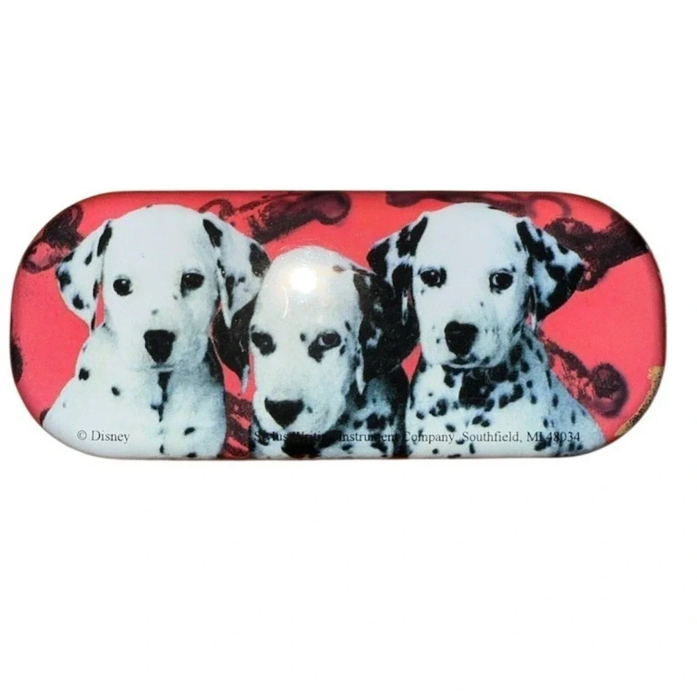 Disney 101 Dalmatians Collector Pen Metal Tin Case Red‎ Velvet Insert vintage